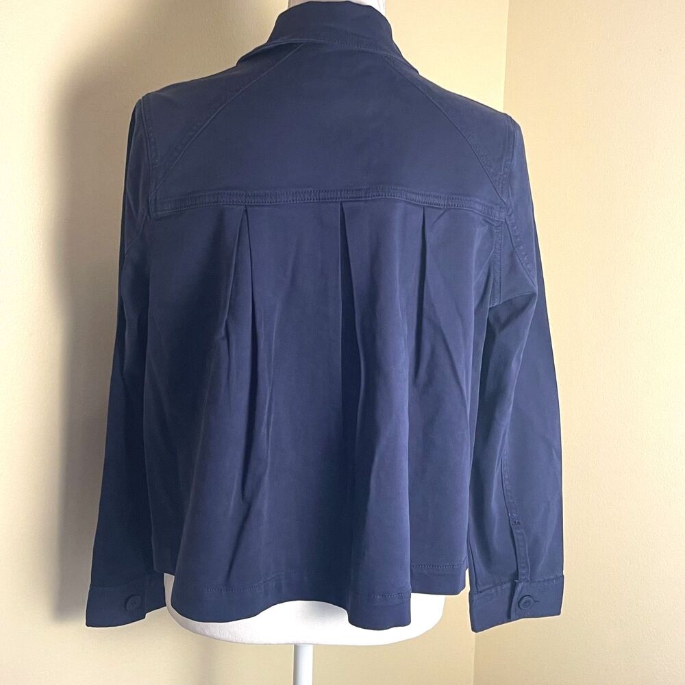 Liverpool Womens Navy Blue Shacket Sz S Button Up Cotton Blend Minimalist Casual - Picture 6 of 13